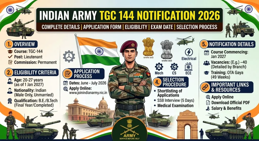 Indian Army TGC 144 Notification 2026 – Complete Details