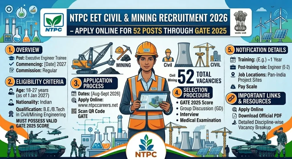 NTPC EET Civil & Mining Recruitment 2026 – Apply Online for 52 Posts Through GATE 2025