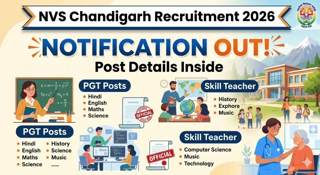 NVS Chandigarh Recruitment 2026 Notification Out for PGT, TGT, Skill Teacher & Staff Nurse Posts